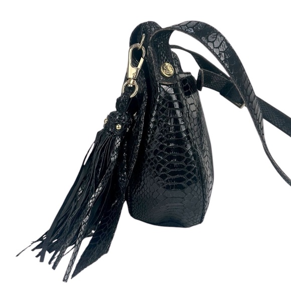 Vintage Carlos Falchi Snake Print Patent Leather Crossbody Bag Black - Picture 5 of 15